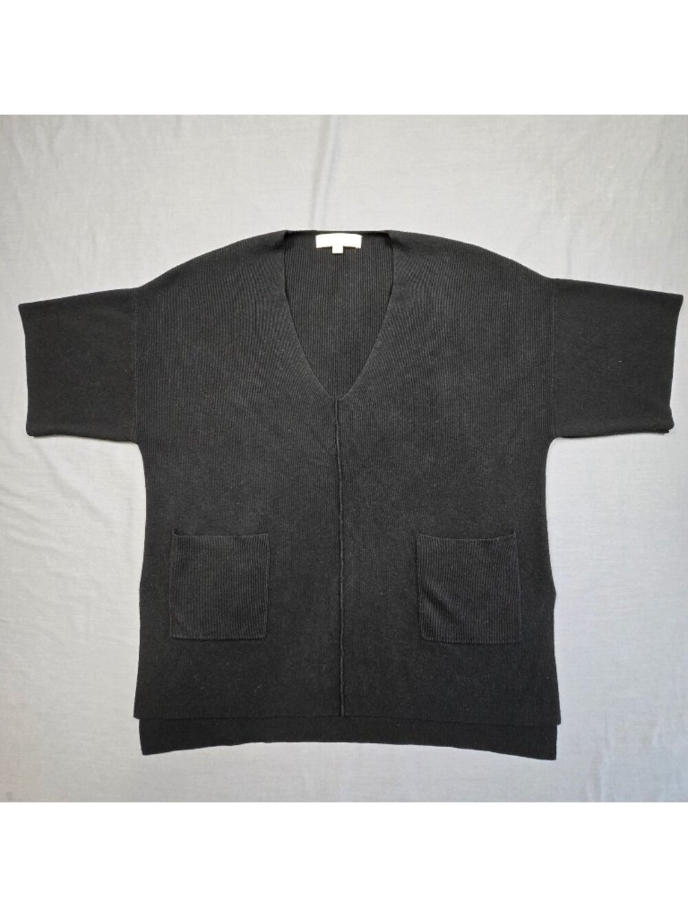 Ann Taylor LOFT Womens Tunic Sweater Size S Short Sleeve Black Wool Blend